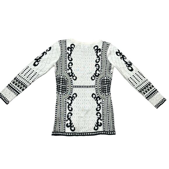Bacci Long Sleeve Soft Stretch Knit Sweater Dress Cream and Black Size Small - Picture 1 of 5